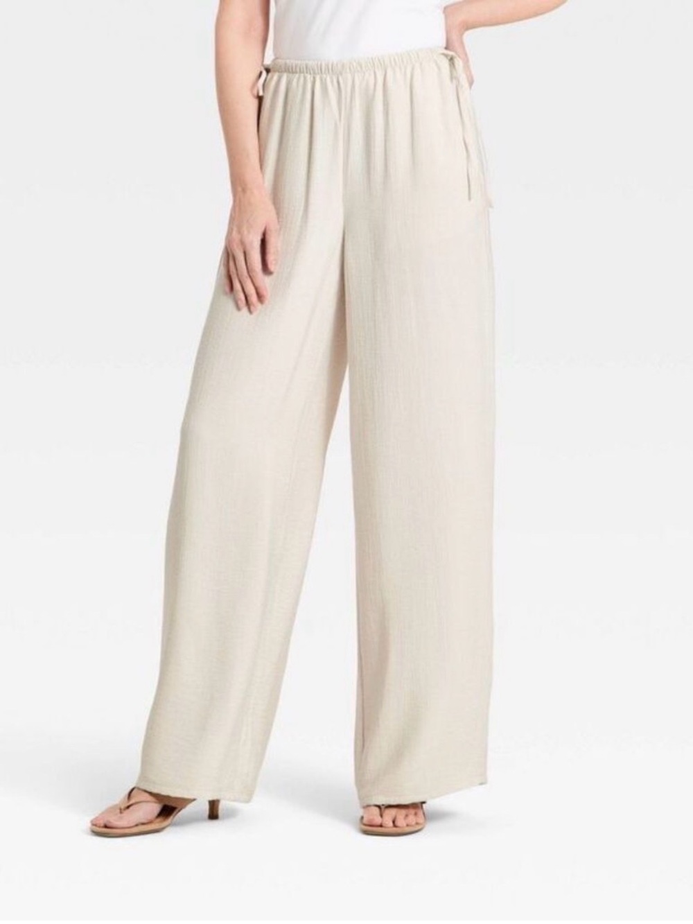 A New Day day Wide Leg Drawstring Pants in Light Beige